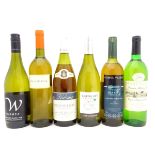 White Wine : Six assorted 750ml bottles of white wine to include Camel Valley Seyval Blanc 1999, Lea