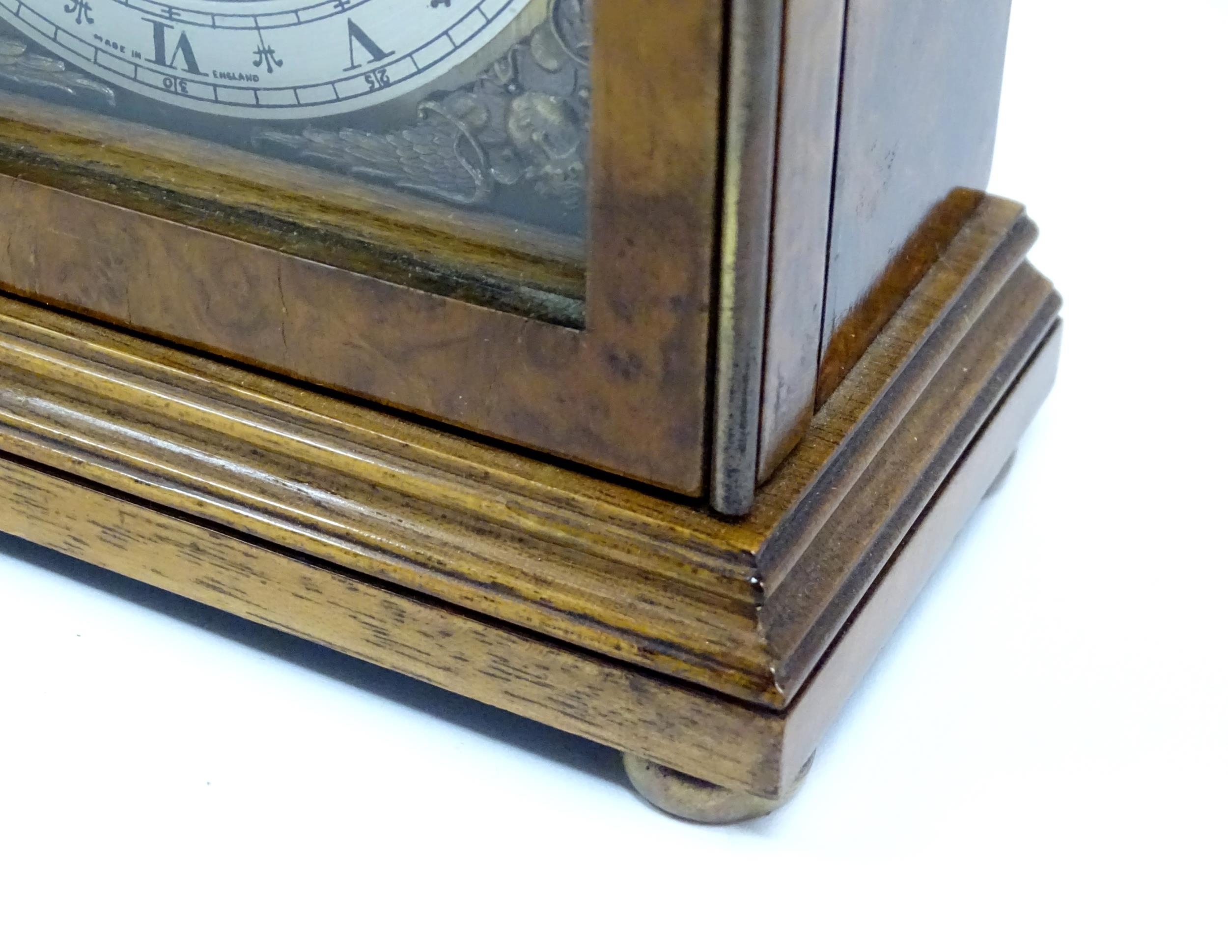 A 20thC walnut and burr walnut 'Elliot clock', the brass dial signed Alexander Clark Co Ltd and with - Image 9 of 10