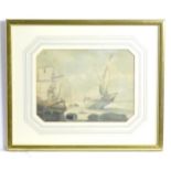 Early 19th century, Watercolour, A coastal scene with moored boats. Approx. 7 1/4" x 9 1/2" Please