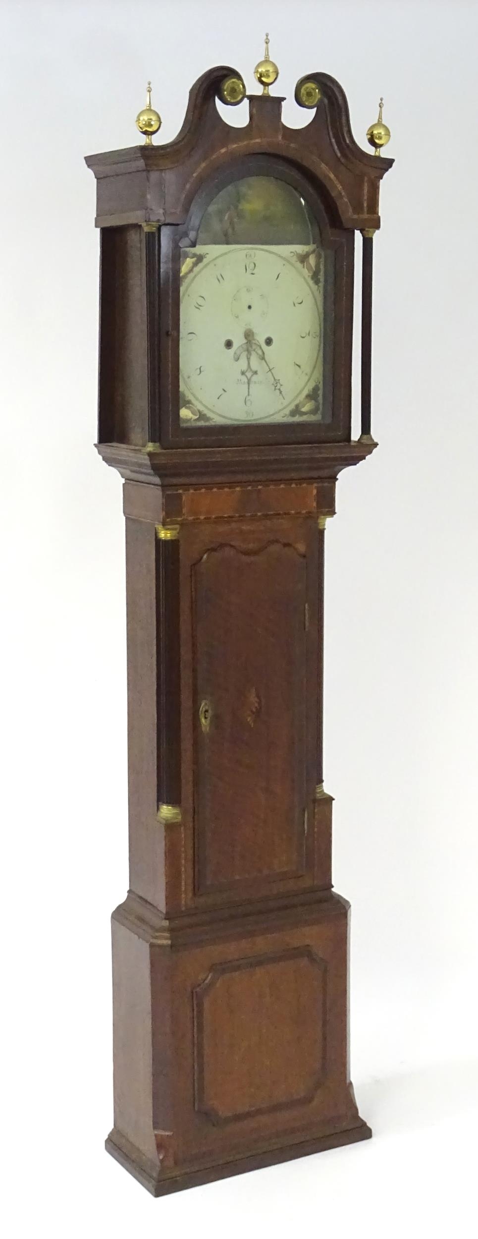 Banbury - Oxfordshire: A 19thC mahogany long case clock, the painted dial signed Drury Banbury,