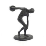 A late 19thC bronze model of the Greek statue Discobolus. Incised D to base. Approx. 4 3/4" high