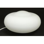 A Mathmos Blimp colour changing lamp of domed form with white frosted shade. Approx. 3 1/2" high x