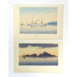 19th century, Watercolours, Two shipping scenes, one titled The Perim in the Gulf of Suez, Red