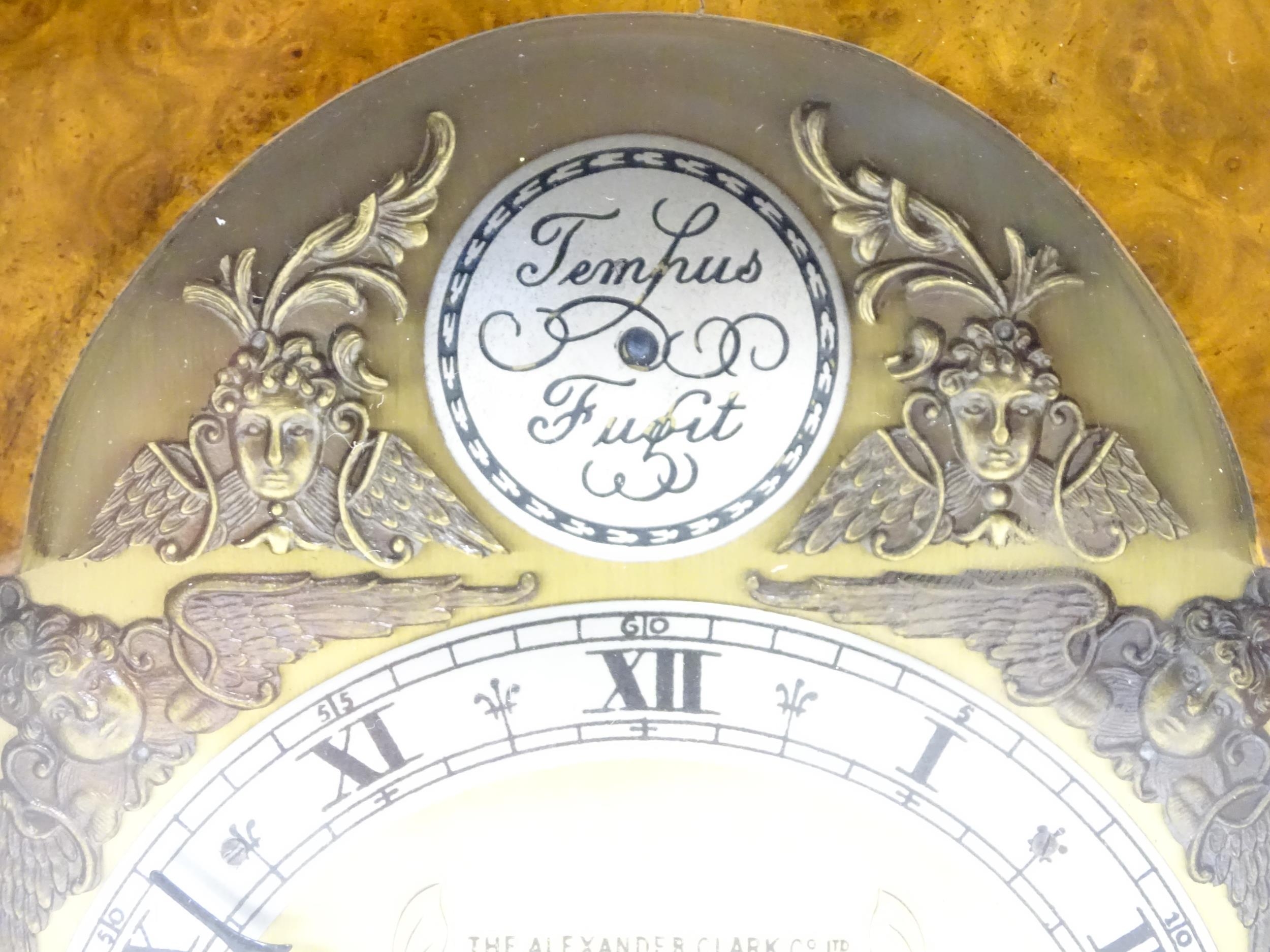 A 20thC walnut and burr walnut 'Elliot clock', the brass dial signed Alexander Clark Co Ltd and with - Image 6 of 10