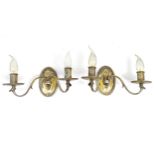 A pair of silver plate twin branch wall lights. Approx. 6" high x 13" wide x 6" deep Please Note -