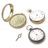 A Victorian silver cased pocket watch with movement by Waltham & Co. Massachusetts. Together with