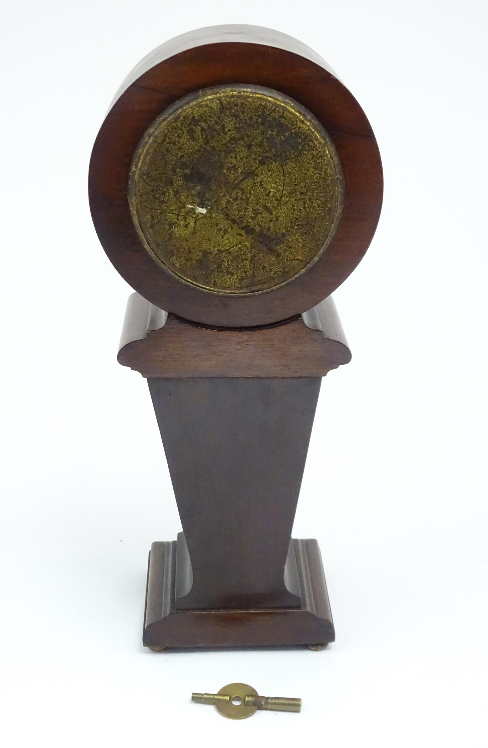 A mahogany mantle clock with inlaid detail and white enamel dial with movement by Duverdrey & - Image 2 of 9