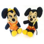 Toys: 20thC Walt Disney Characters plush toys Mickey Mouse and Minnie Mouse. Manufactured by