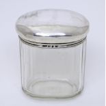 A Victorian glass dressing table jar with silver lid hallmarked Birmingham 1893, maker William