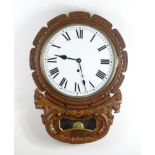 A 20thC drop dial wall clock. Dial approx 12" diameter. Approx. 22 1/2" long overall Please Note -