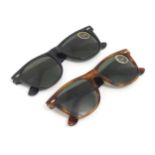 Vintage fashion and clothing: 2 pairs of vintage Ray-Ban Wayfarer II Bausch & Lomb sunglasses,