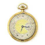 A pocket watch dial and movement with 18ct gold case section, hallmarked London 1926, bearing