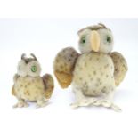 Toys: A 20thC Steiff mohair Wittie owl with green eyes, swivelling head and felt wing tips, tail and