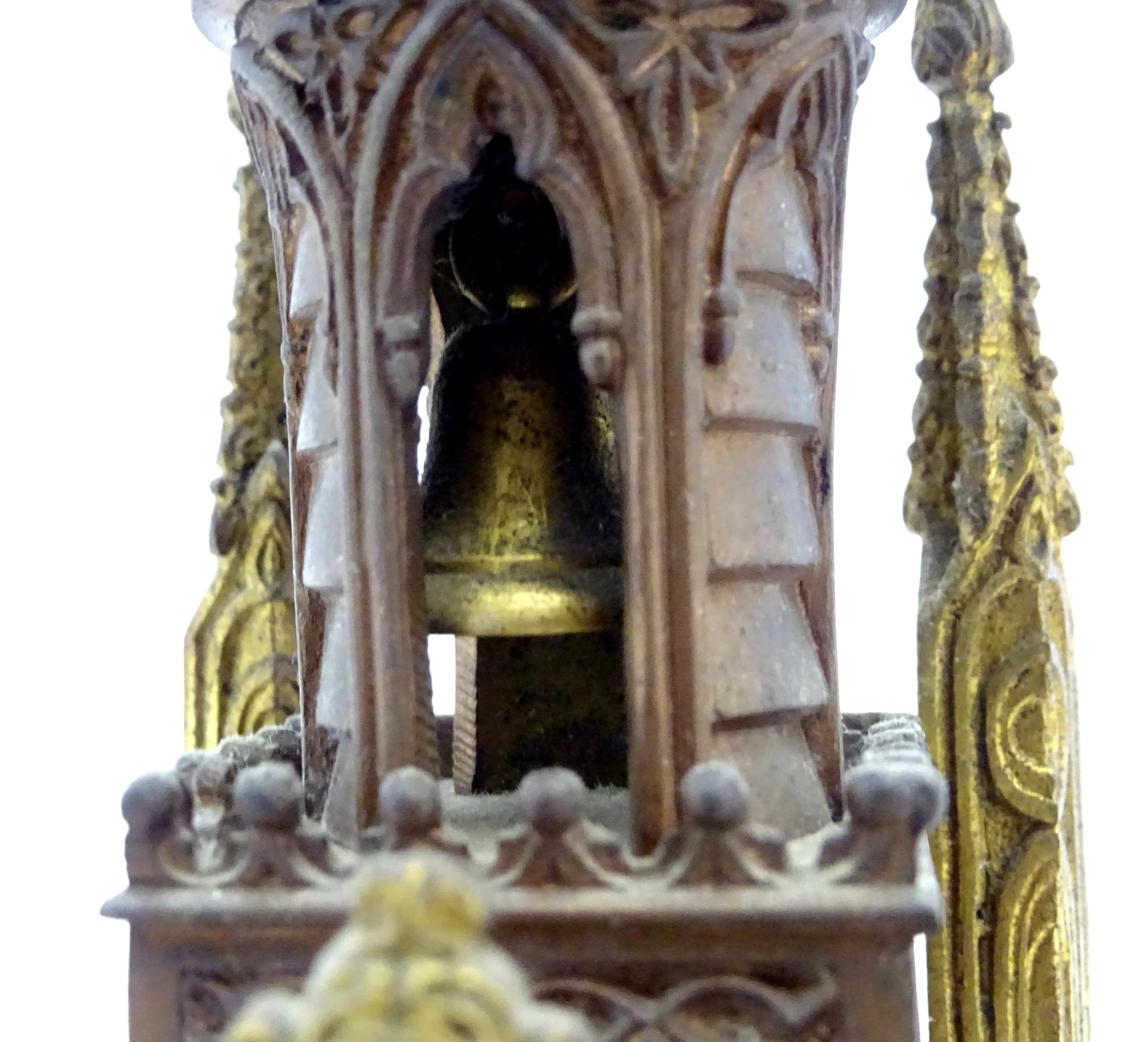 A French cathedral clock of gothic architectural design with ormolu mounts, having pointed finials - Image 10 of 16