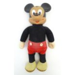 Toy: A French 20thC Walt Disney Productions Mickey Mouse doll by Clodrey. Marked to back of head.