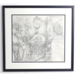Christopher Fiddes (b.1934), Pencil sketch, A preparatory drawing for a mural with religious