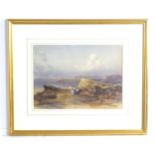 Monogrammed, 19th century, Watercolour, A view of Whitby with figures. Signed with monogram R T A