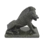 A Continental 19thC carved green marble model of a seated boar after Il Porcellino, on a rectangular