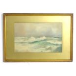 Douglas Houzen Pinder (1886-1949), Watercolour, Crashing waves at Mounts Bay, Cornwall. Signed lower