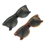 Vintage fashion and clothing: 2 pairs of vintage Ray-Ban Wayfarer II Bausch & Lomb sunglasses,