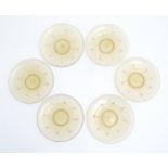 A set of six Salviati Venetian Renaissance Revival glass small plates with trailed teardrop