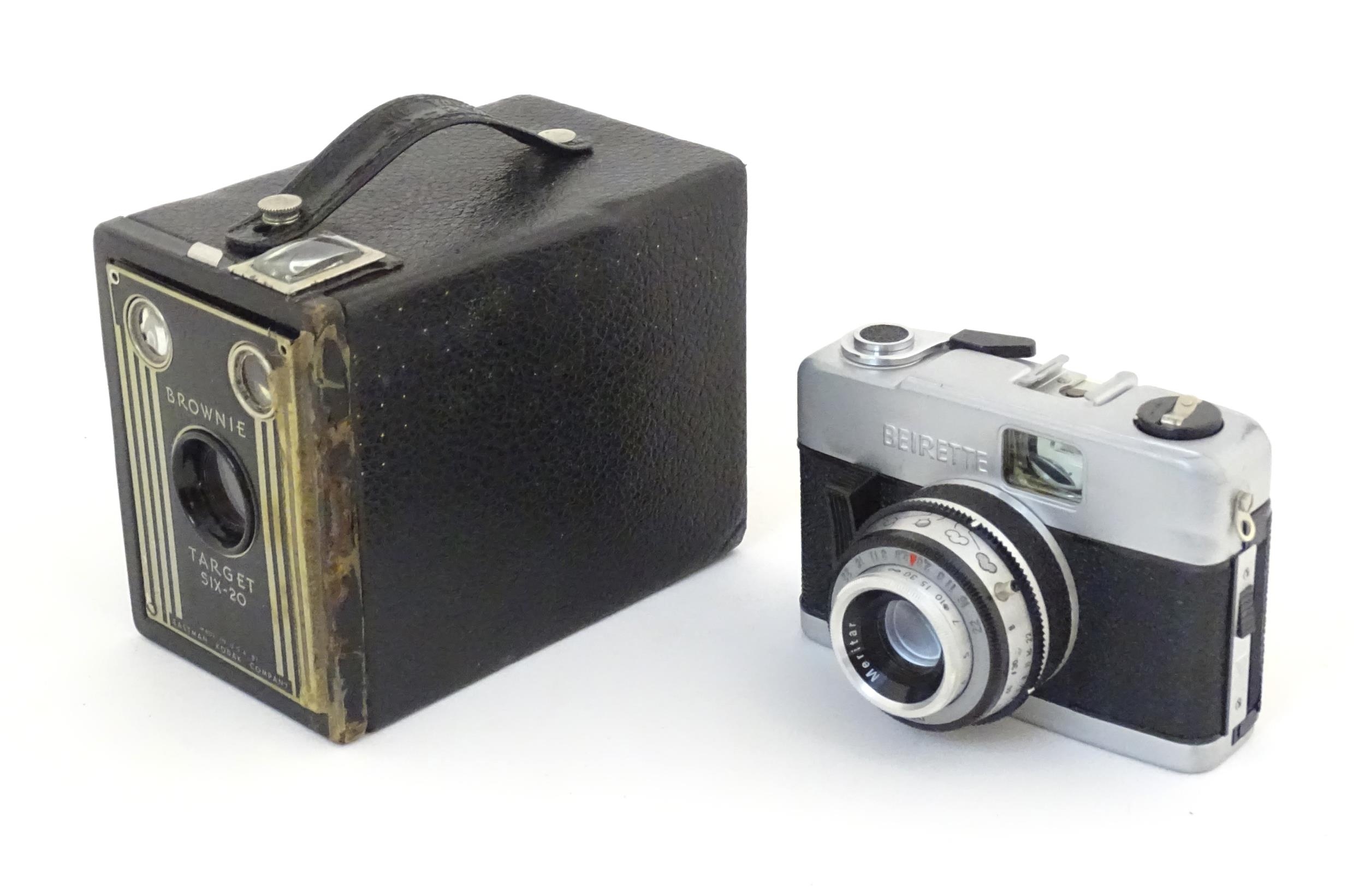 Two 20thC cameras to include a cased Kodak Brownie Target Six-20 box camera and a cased Beirette - Image 6 of 13