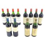 Red Wine : Twelve assorted 750ml bottles of red wine to include 4 bottles of Mouton-Cadet