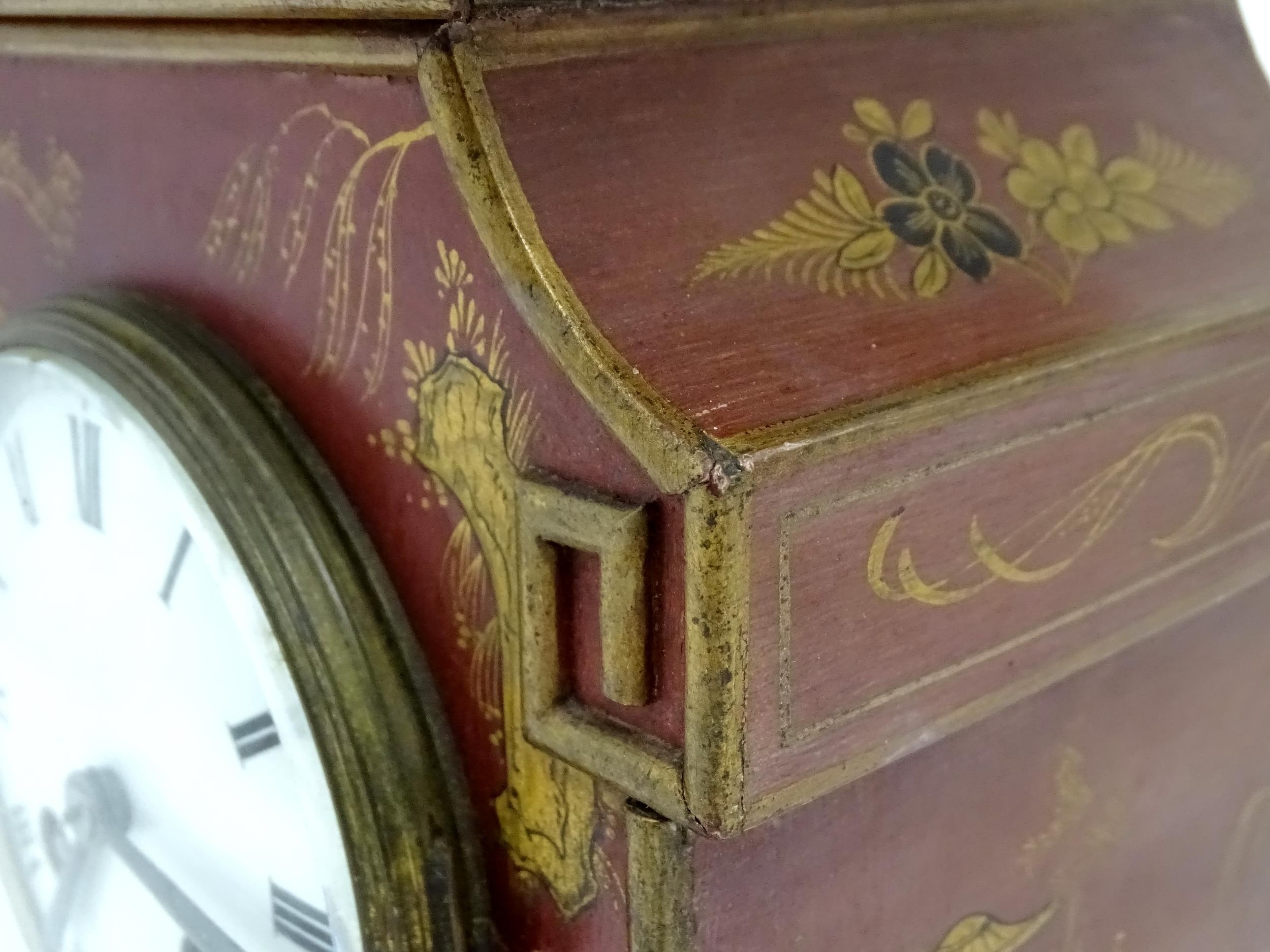 A French Chinoiserie mantle clock the white enamel dial with 8-day movement striking on a gong. - Image 13 of 15