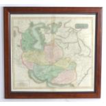 Map: A 19thC engraved and hand coloured map of Persia showing the different regions, to include