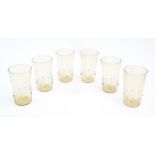 A set of six Salviati Venetian Renaissance Revival glass octagonal beakers, with trailed teardrop