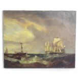 Early 20th century, Oil on canvas, HMS Fairborne with the Fleet off Spithead, Naval ships and