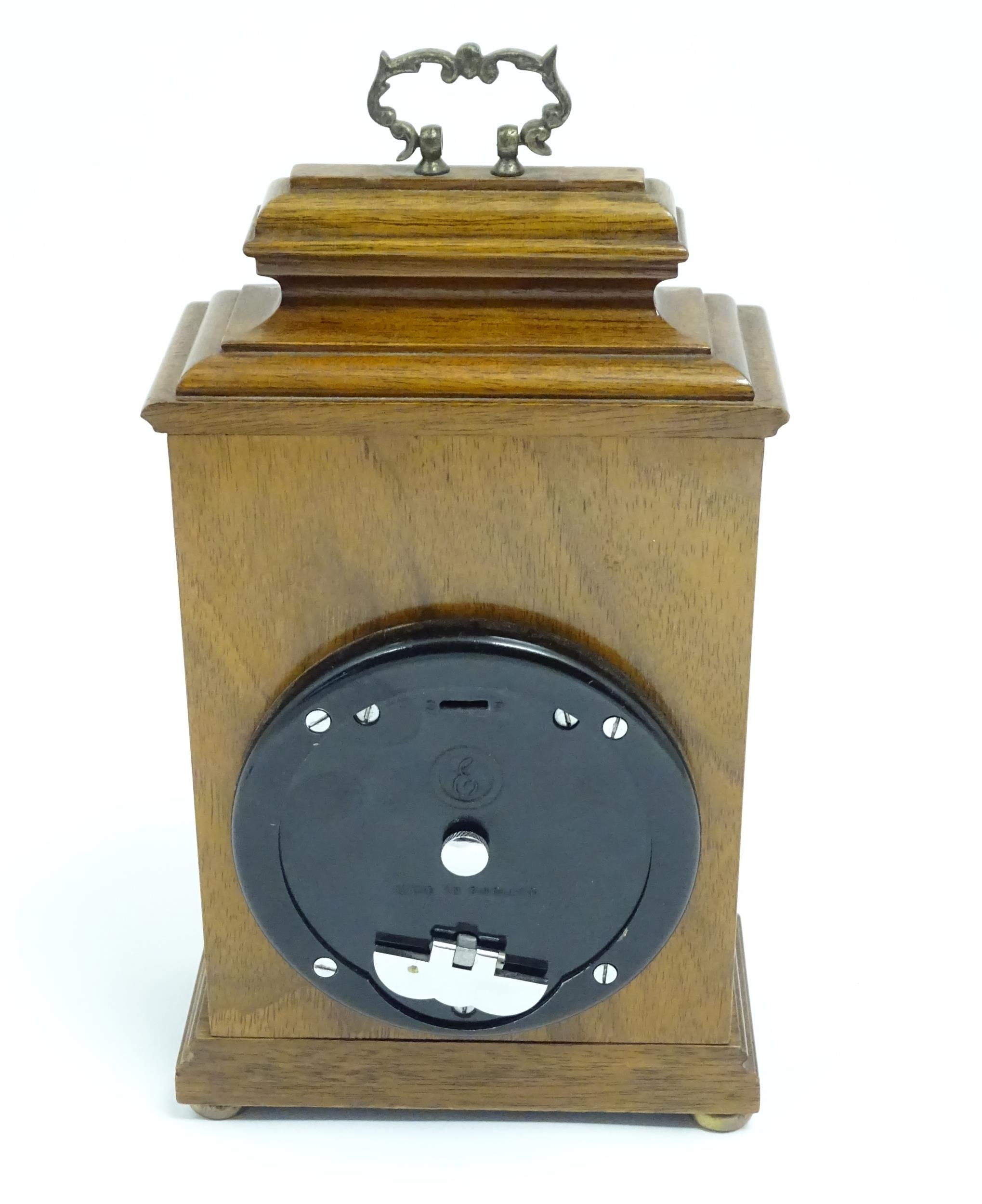 A 20thC walnut and burr walnut 'Elliot clock', the brass dial signed Alexander Clark Co Ltd and with - Image 10 of 10