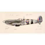 Aviation Print. Spitfire, colour print
