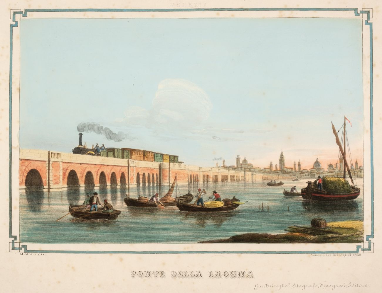 Venice. Moro ( Marco Ripamonti), Ponte Della Laguna, Venice, 1859