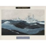* Batey (Tony). HMS Sheffield, watercolour and gouache
