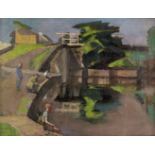 * Rutherford (Harry, 1902-1985). Canal and figures