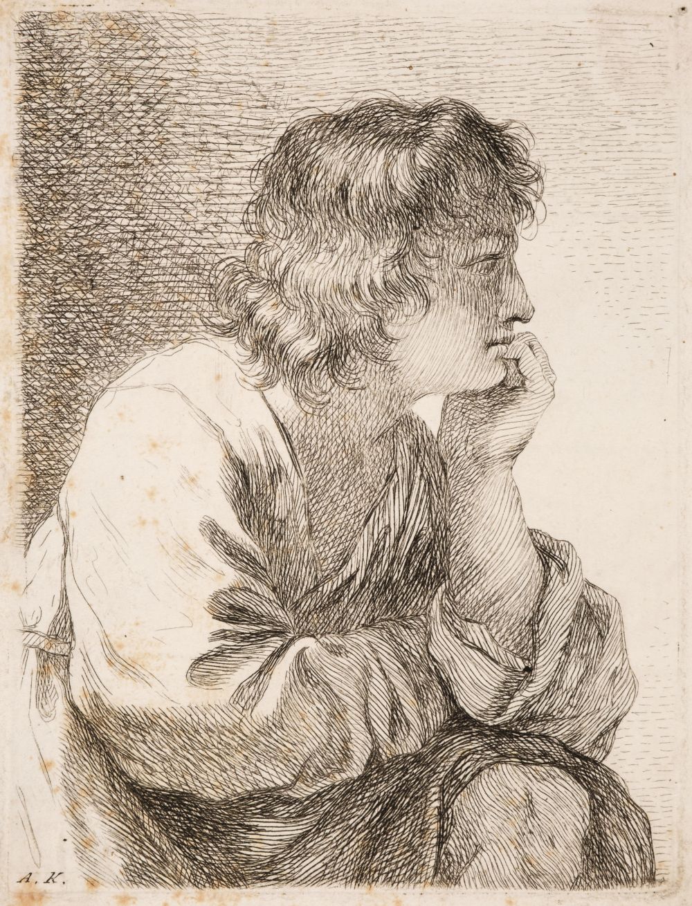 * Kauffman, Angelika (1741-1807). A Young Man Musing, etching, 1762