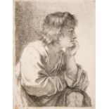 * Kauffman, Angelika (1741-1807). A Young Man Musing, etching, 1762