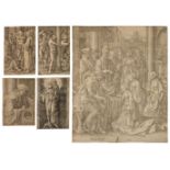 * Leyden (Lucas van, 1494-1533). Two engravings from The Passion and three others
