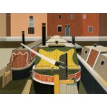 * Thornton (Richard, 1922-1971). Canal Boats, acrylic