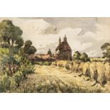 * Brannan (Edward, 1886-1957). Rural landscape at harvest time