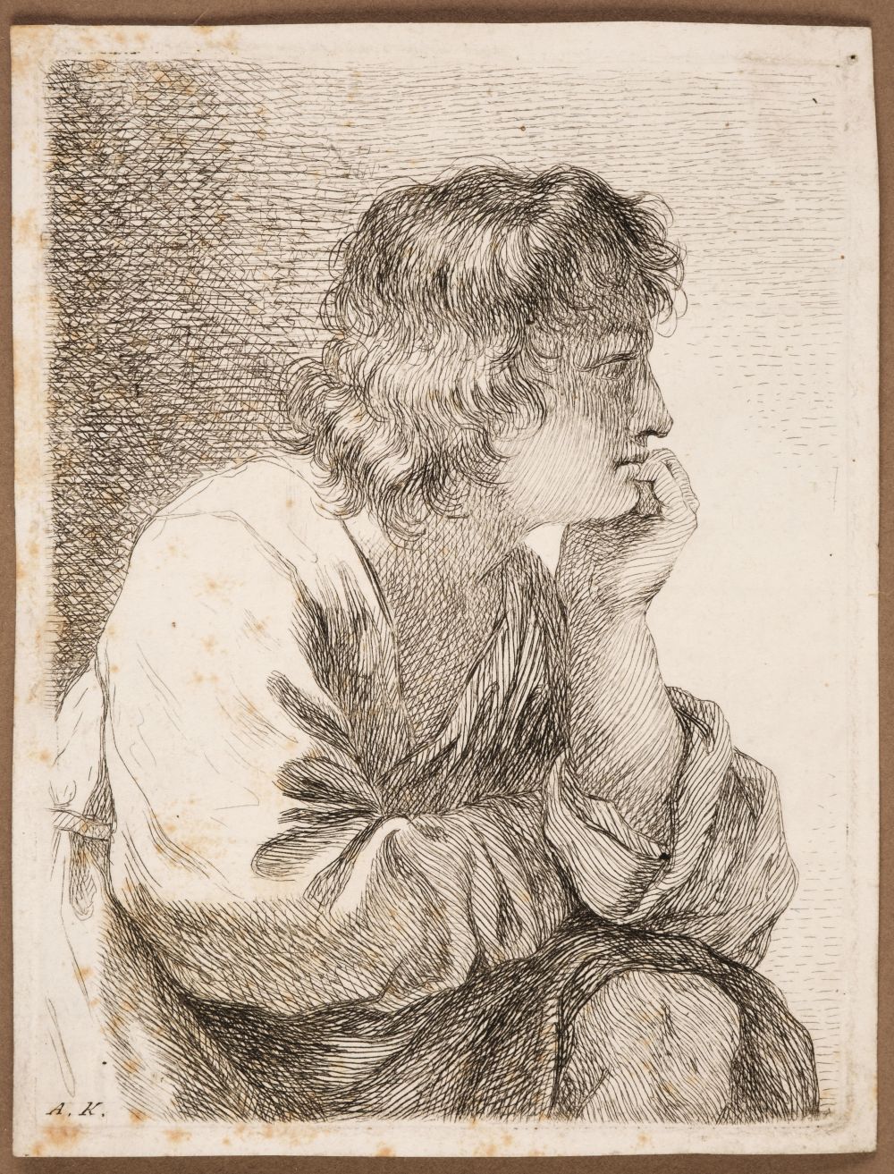 * Kauffman, Angelika (1741-1807). A Young Man Musing, etching, 1762 - Image 2 of 7