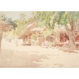 * Talbot Kelly (Robert George, 1861-1934). A village scene in (probably) Burma