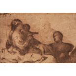 * Attributed to Pier Francesco Mola, 1612–1666). Holy Family, pen and brown ink and wash