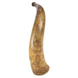 * Powder Horn. A scrimshaw powder horn 18/19th century