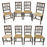 * Lancashire Regional Chairs. Eight Lancashire spindle back ash chairs, circa 1800-1850