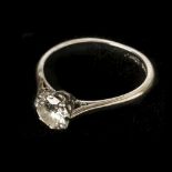 * Diamond Solitaire Ring. An Art Deco 0.95ct diamond solitaire ring circa 1940