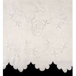 * Bed Linen. A monogrammed French linen sheet, early 20th century