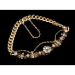 * Diamond Bracelet. A Victorian yellow metal diamond cluster bracelet