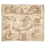 * Handkerchiefs. A printed nursery rhyme handkerchief, circa 1830s/40s, & others